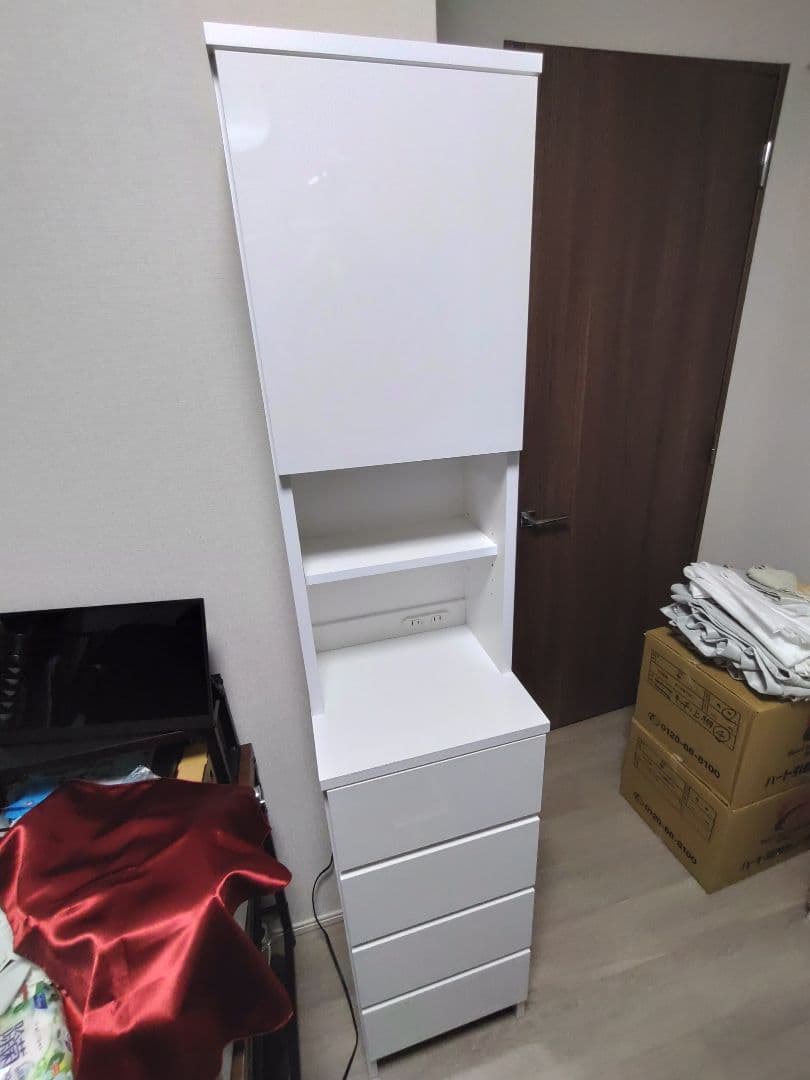 コンセント付きホワイトチェスト 幅37.5cm