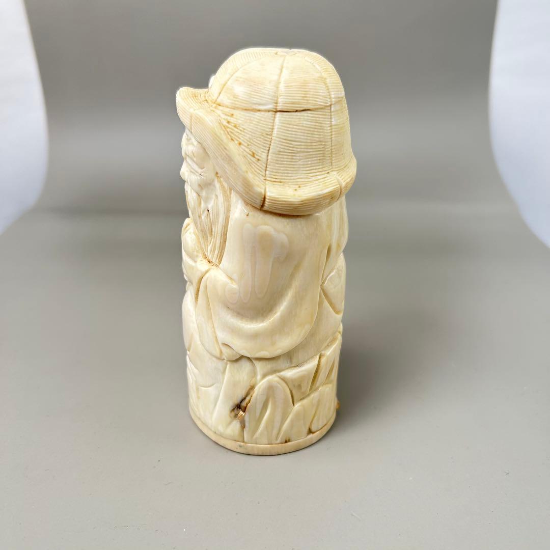 A28彫刻極上根付天然素材アンティーク骨董飾り物古美術置物細密細工354g