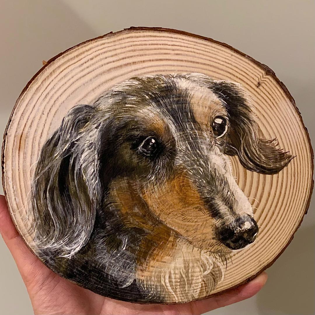 【オーダーメイド】愛犬・愛猫の似顔絵を木に描きます