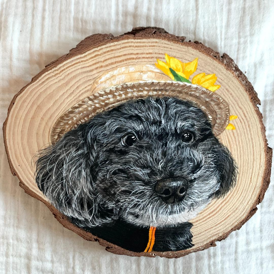 【オーダーメイド】愛犬・愛猫の似顔絵を木に描きます