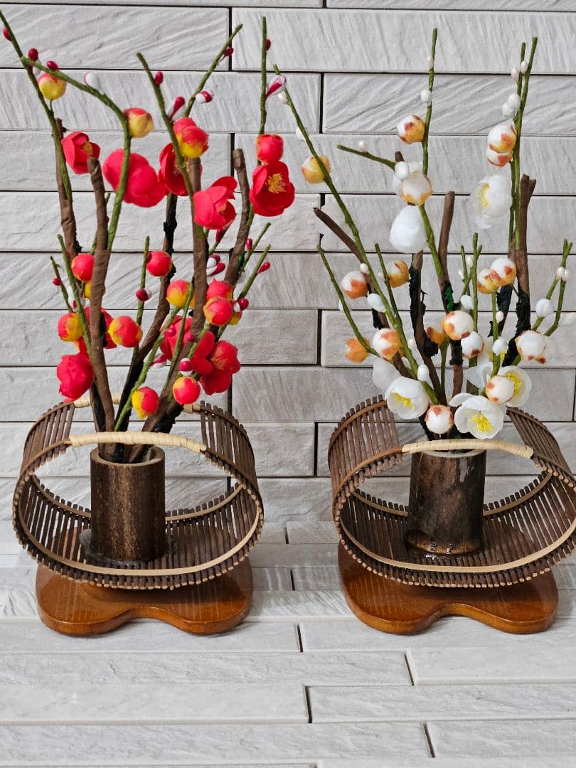 ◾紅白梅　飾り　サービス色紙付き