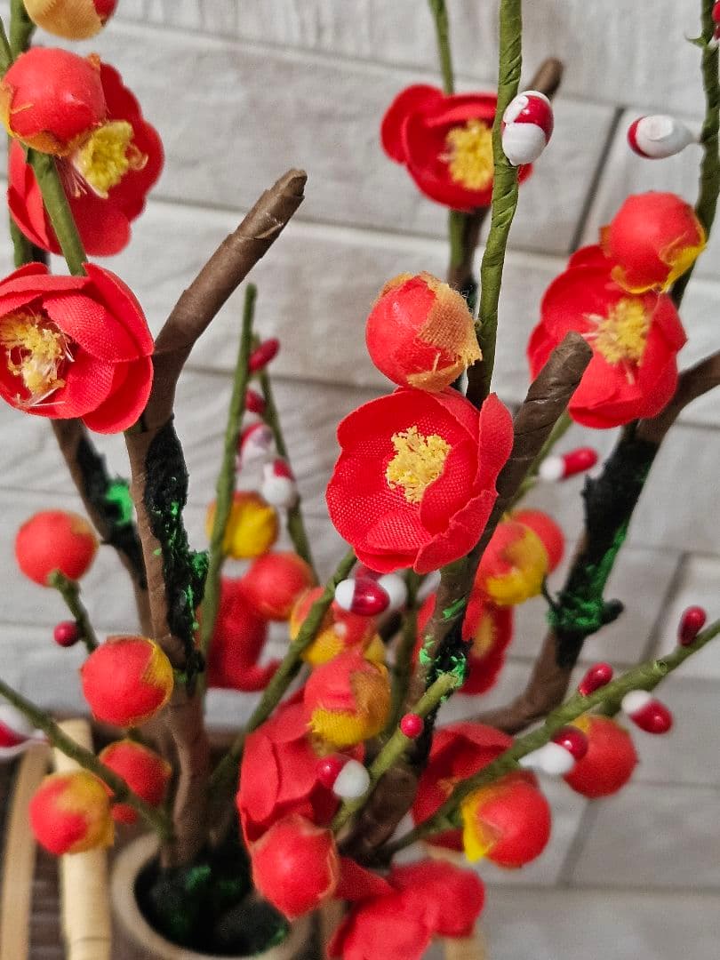 ◾紅白梅　飾り　サービス色紙付き