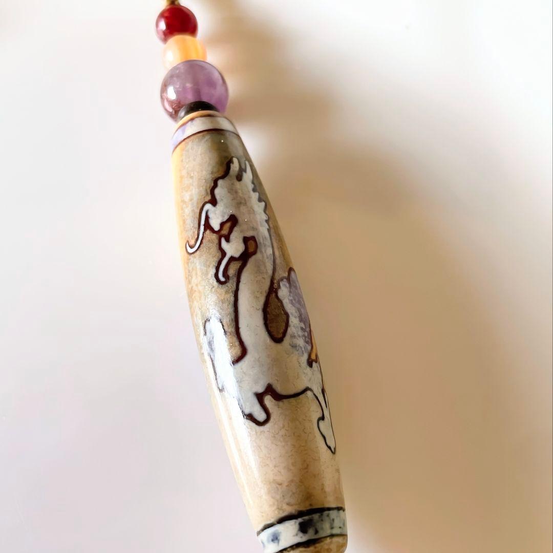 セール◆天珠 天然石 御守り ネックレス【 龍神天珠 】カコクセナイト 運気上昇