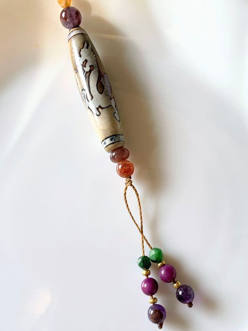 セール◆天珠 天然石 御守り ネックレス【 龍神天珠 】カコクセナイト 運気上昇