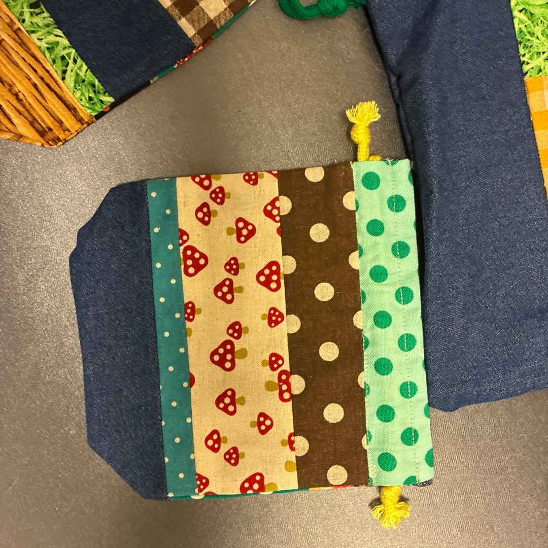 カラフルパッチワーク手提げバッグセット　レッスンバック