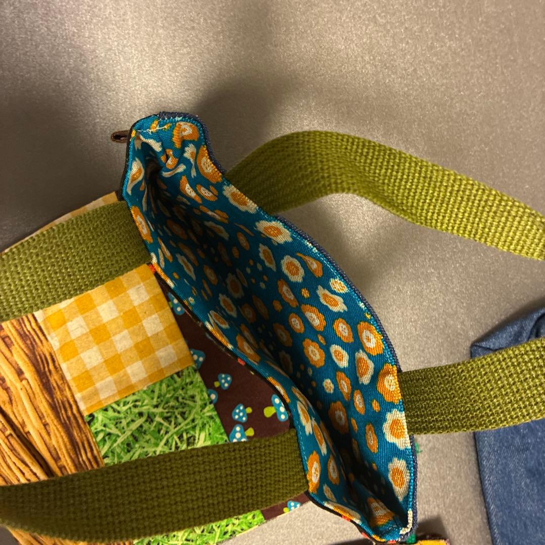 カラフルパッチワーク手提げバッグセット　レッスンバック