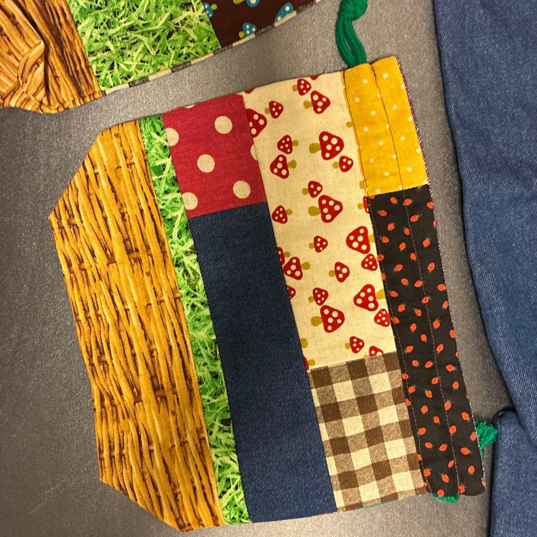 カラフルパッチワーク手提げバッグセット　レッスンバック