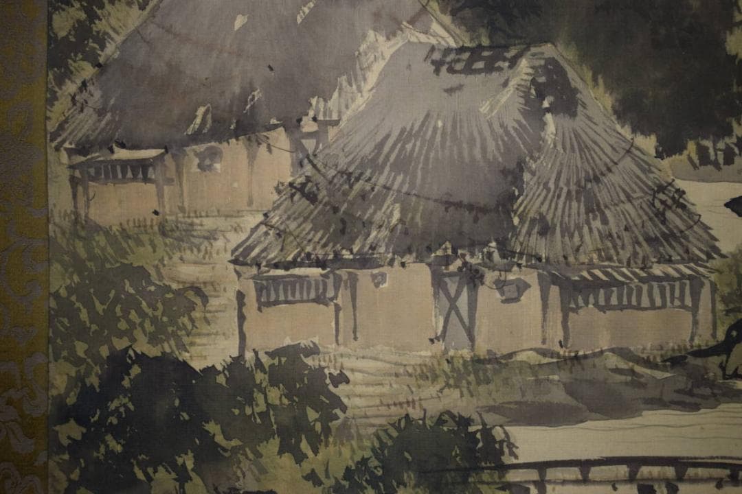 真作/南景/山水帰樵人物図/布袋屋掛軸HJ-390