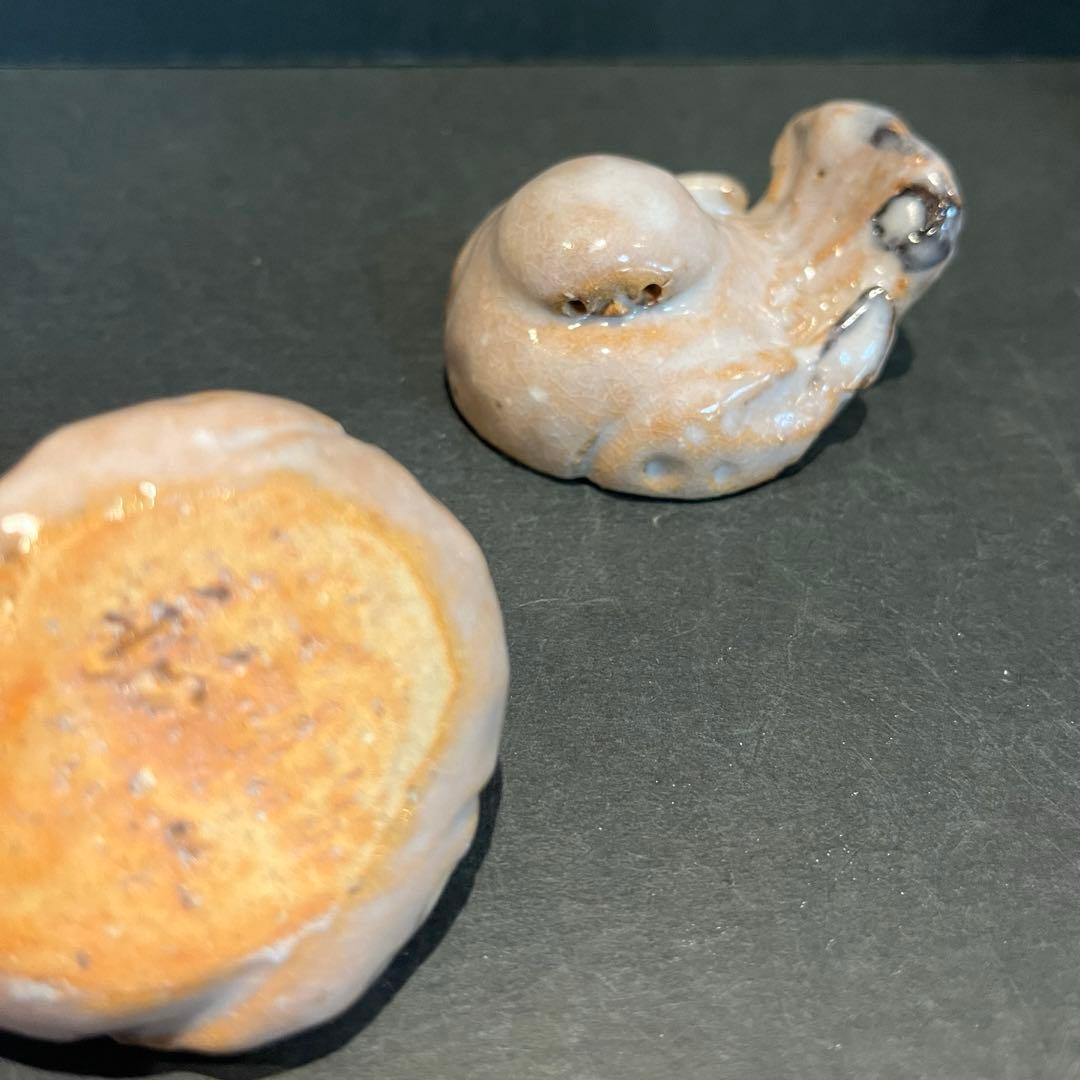 人間国宝　三輪休和 (十代 三輪休雪) 萩　雀　香合 共箱 茶道具