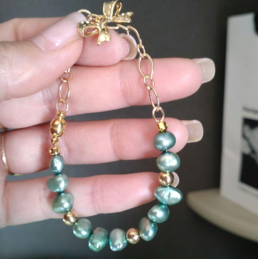 b.266 淡水パールブレスレット 本真珠 16kgpチェーン マグネット