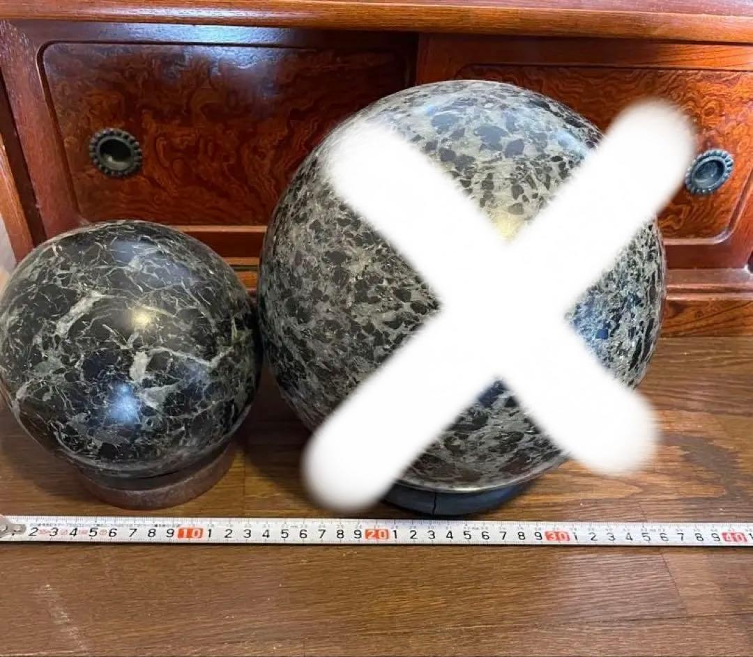 天然石の球体置物 2個セット　床間飾り