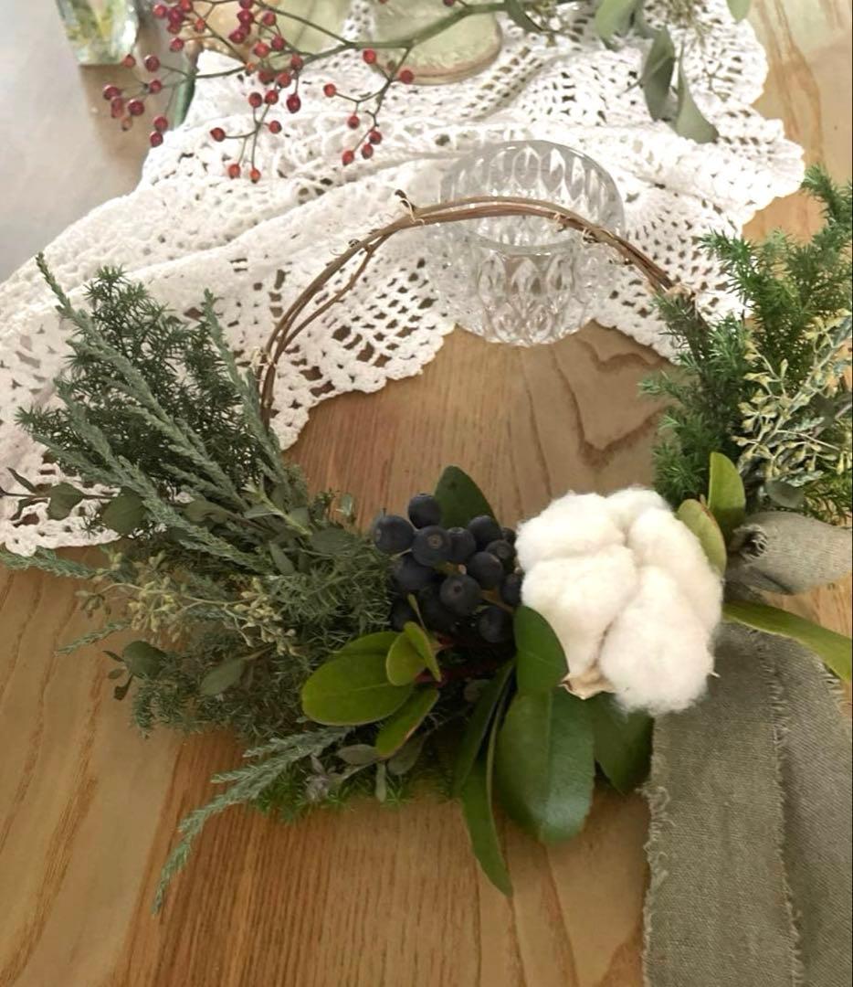 クリスマス　リース　スワッグ　ドライフラワー　ハンドメイド