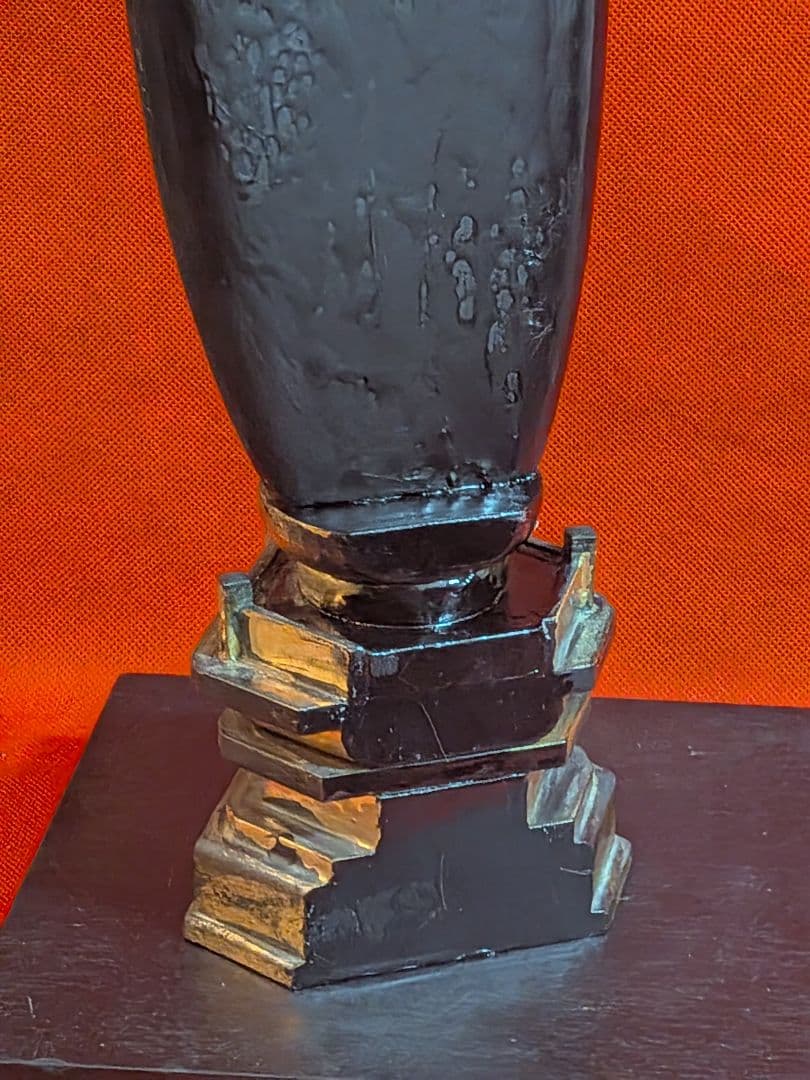 江戸時代後期頃木製仏教美術木彫阿弥陀如来高さ３４センチ立像リペア修正痕跡有当時物