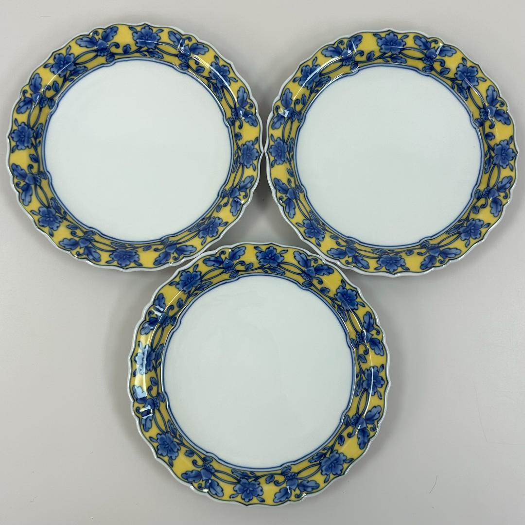 j*n様 未使用 たち吉 黄地唐草 中皿 5枚セット 箱入り 保管品 209-2