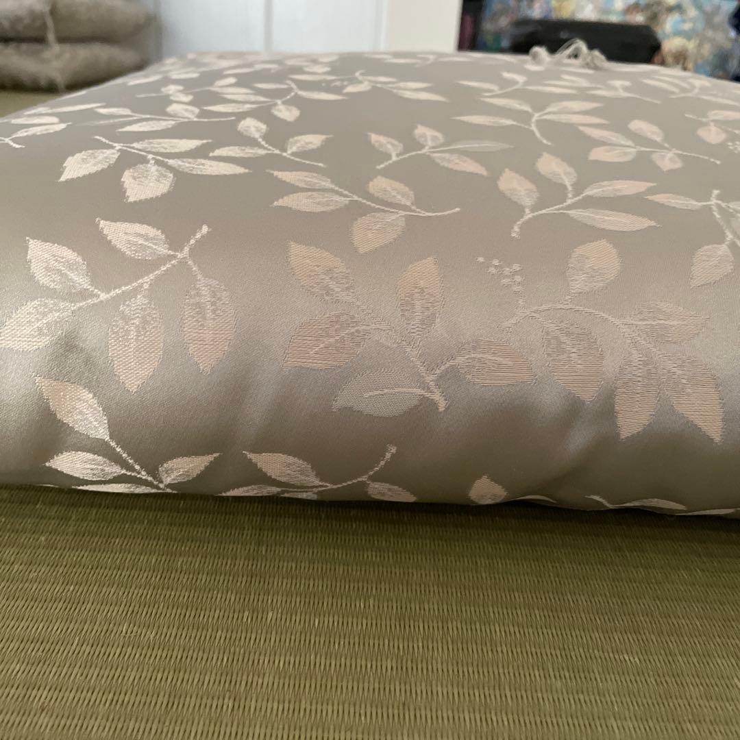 葉模様のシルク風座布団5枚