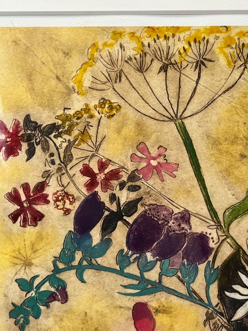 額入り水彩画壁掛け Autumn Flowers ジェニーデヴェラー 1274