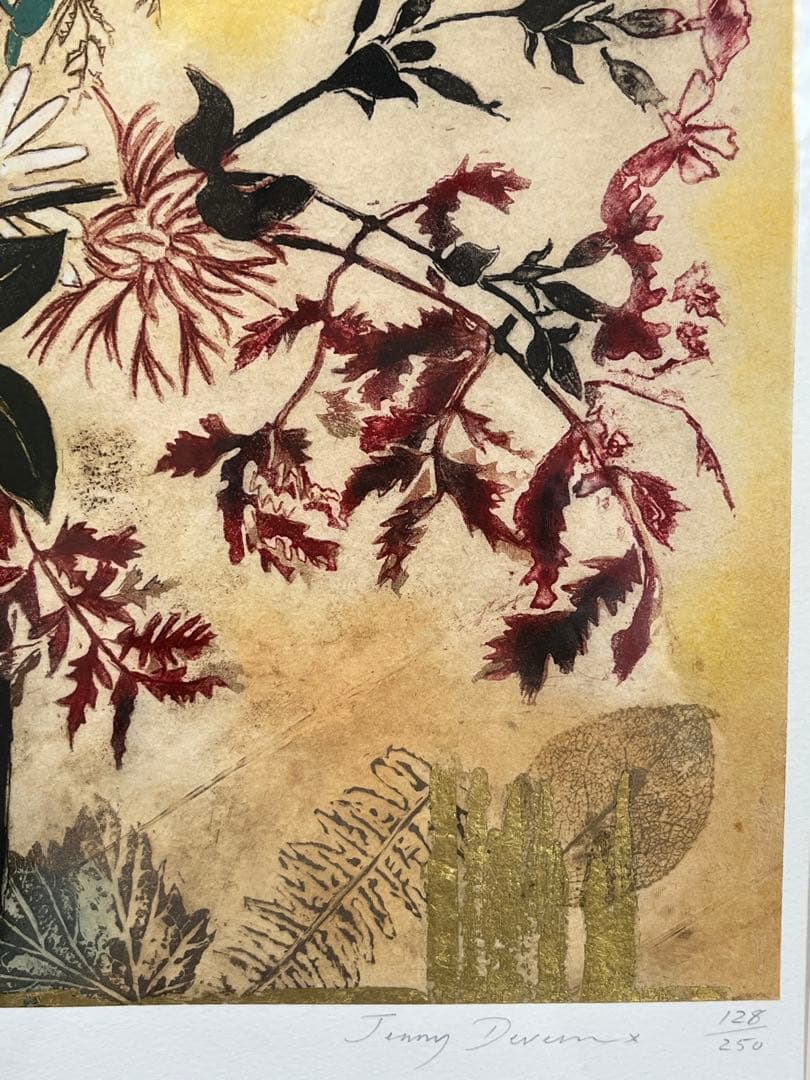 額入り水彩画壁掛け Autumn Flowers ジェニーデヴェラー 1274