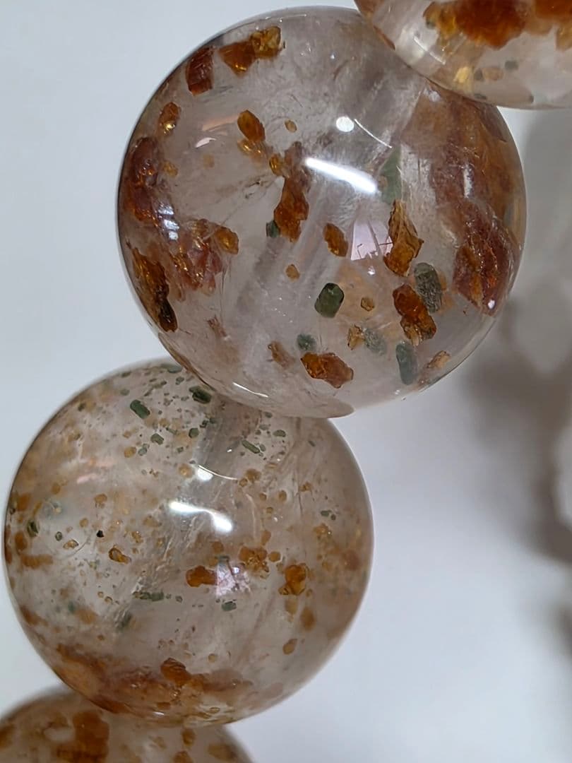 希少　10ミリ　ガーネット&トルマリンインクォーツブレスレット