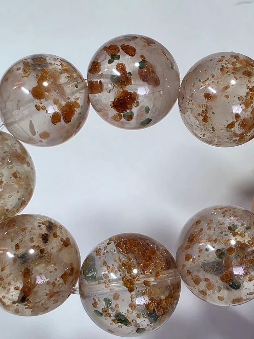 希少　10ミリ　ガーネット&トルマリンインクォーツブレスレット