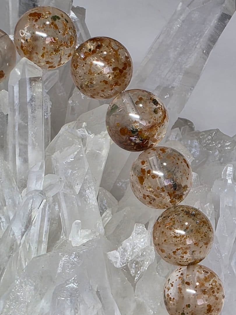 希少　10ミリ　ガーネット&トルマリンインクォーツブレスレット