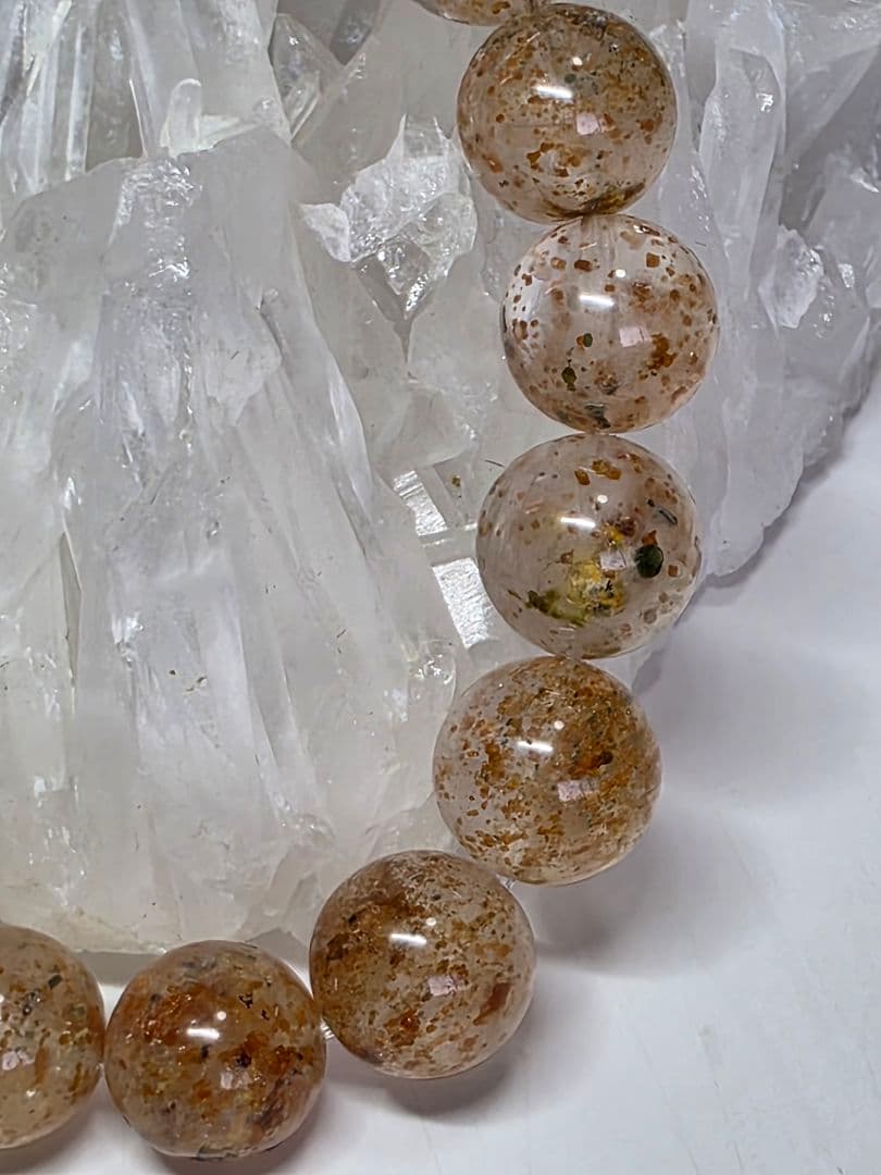 希少　10ミリ　ガーネット&トルマリンインクォーツブレスレット