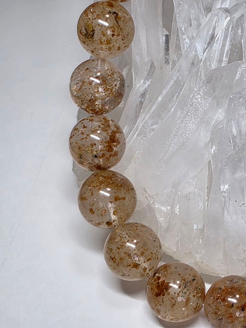 希少　10ミリ　ガーネット&トルマリンインクォーツブレスレット