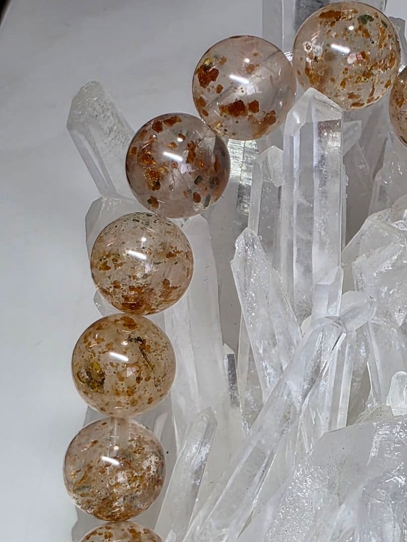 希少　10ミリ　ガーネット&トルマリンインクォーツブレスレット