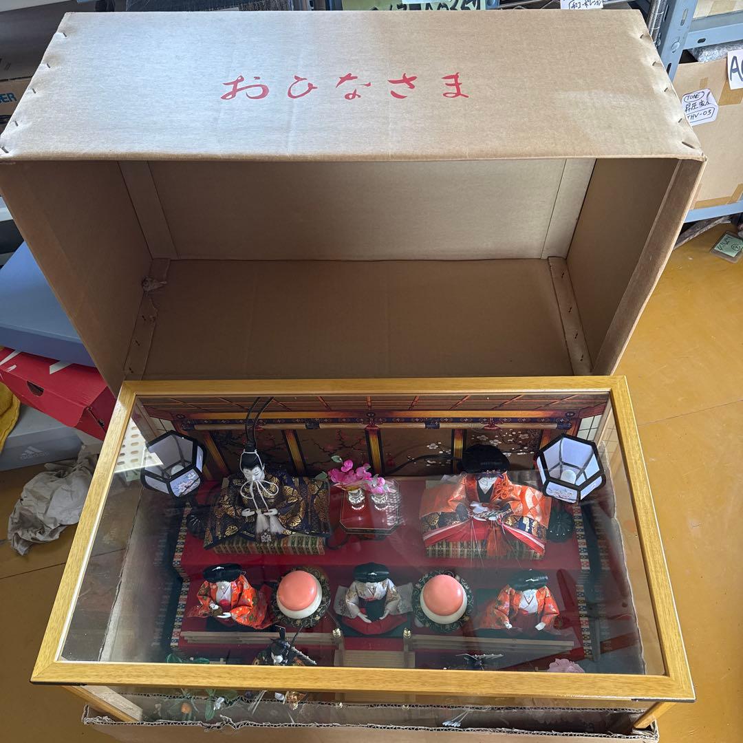 ＆【A0181】 特選 菊水作 古雛人形飾 御七人飾り オルゴール/灯り付