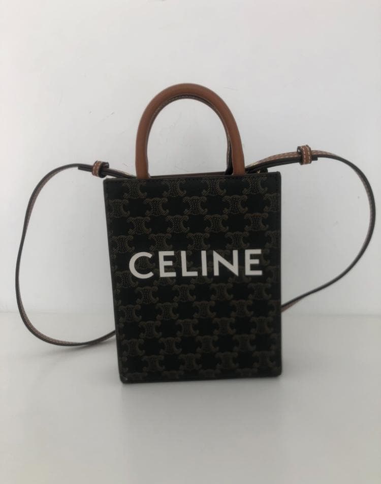 ミニ バーティカルカバ 黒×ブラウン ミニバッグ ショルダーバッグ