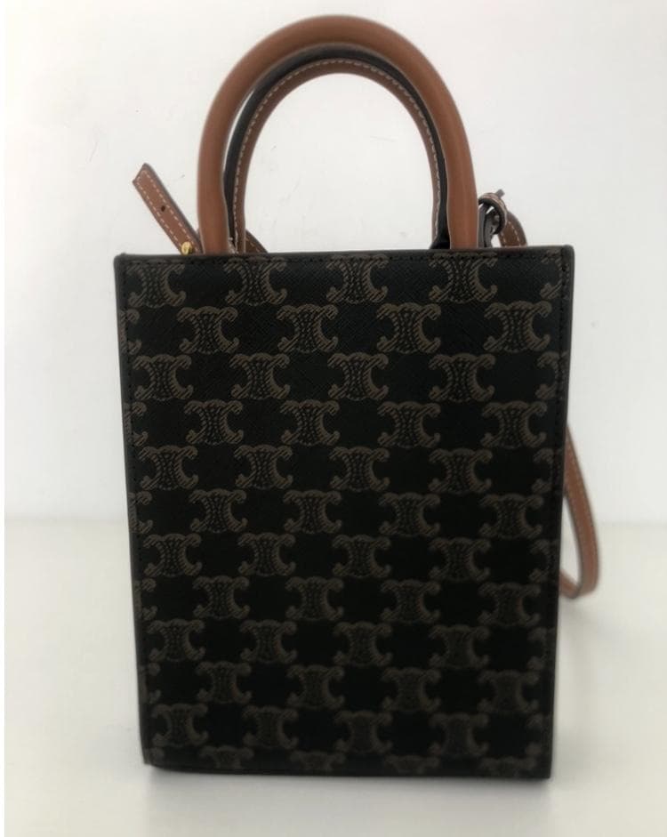 ミニ バーティカルカバ 黒×ブラウン ミニバッグ ショルダーバッグ