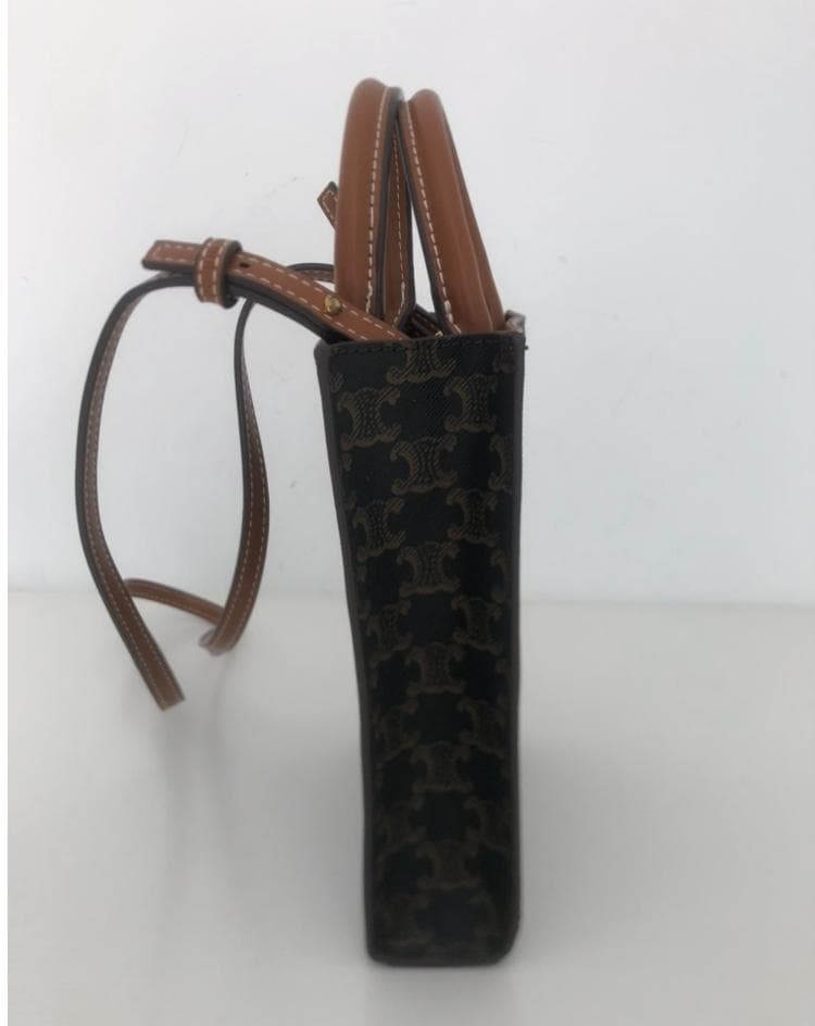 ミニ バーティカルカバ 黒×ブラウン ミニバッグ ショルダーバッグ