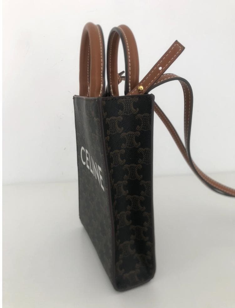 ミニ バーティカルカバ 黒×ブラウン ミニバッグ ショルダーバッグ