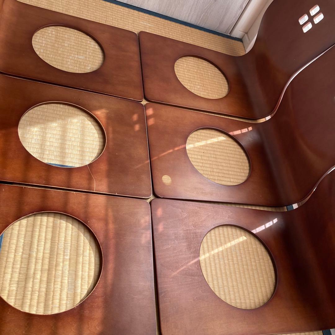 【6脚まとめ売り】 木製座椅子 曲げ座椅子 和座椅子 旅館座椅子　古民家