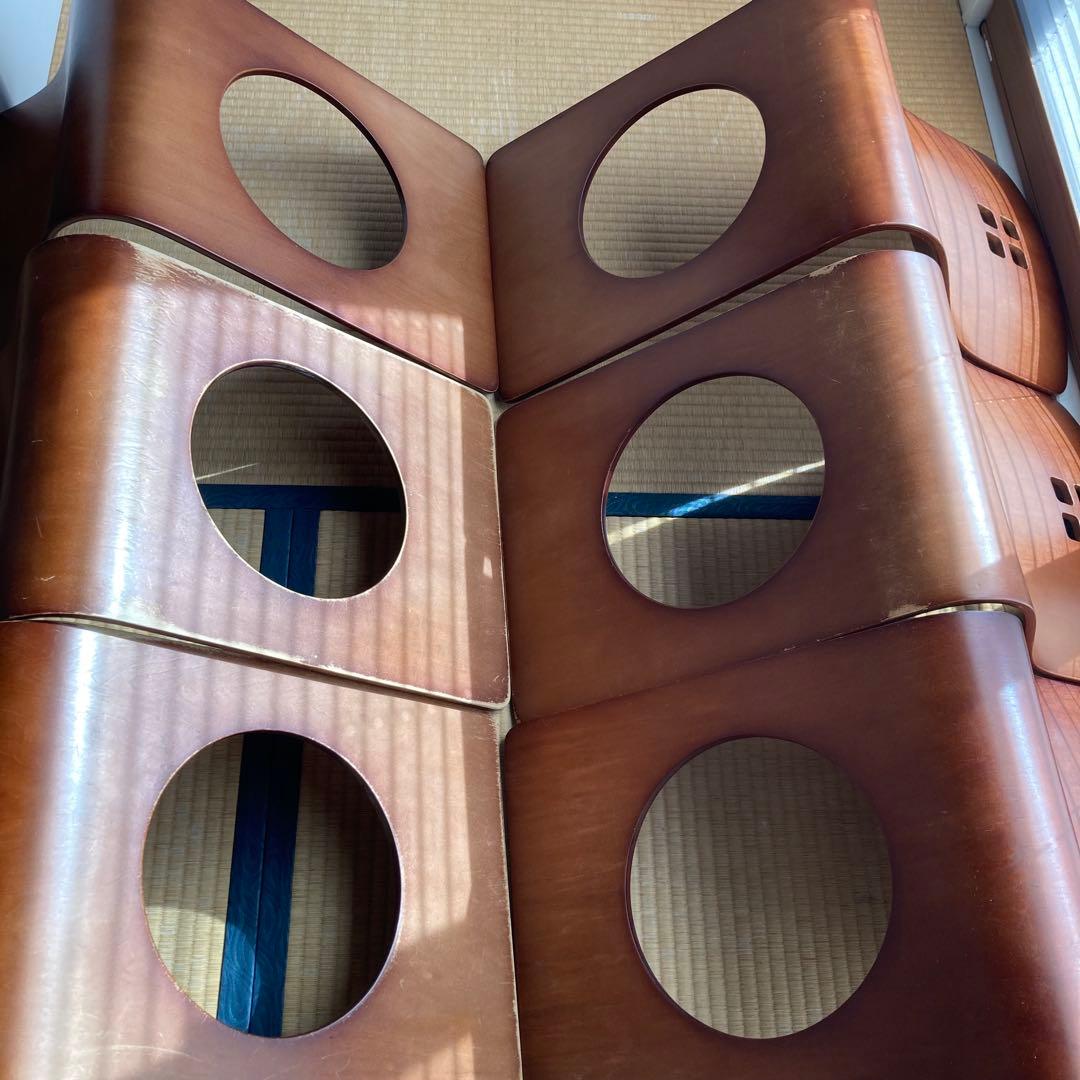 【6脚まとめ売り】 木製座椅子 曲げ座椅子 和座椅子 旅館座椅子　古民家