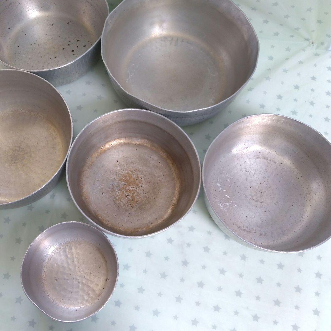 アルミ打ち出し鍋☆雪平鍋 やっとこ鍋 6個セット　中尾アルミ製