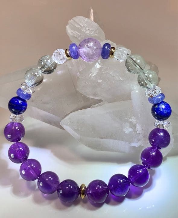 アメジスト　グリーンアメジスト　ラピスラズリ　ブレスレット