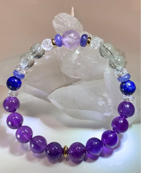 アメジスト　グリーンアメジスト　ラピスラズリ　ブレスレット