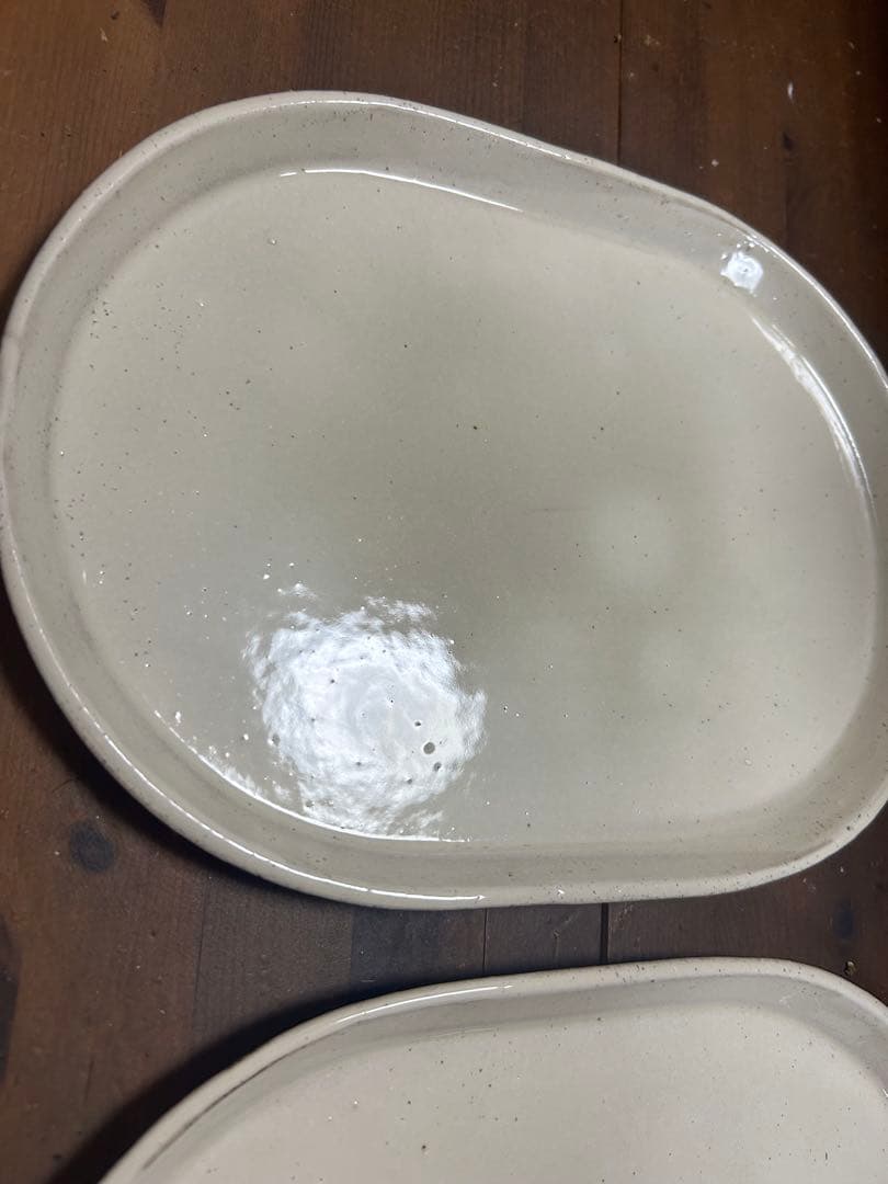 作家　陶芸作家　工房　ご飯プレートＬサイズ　ホワイト２枚