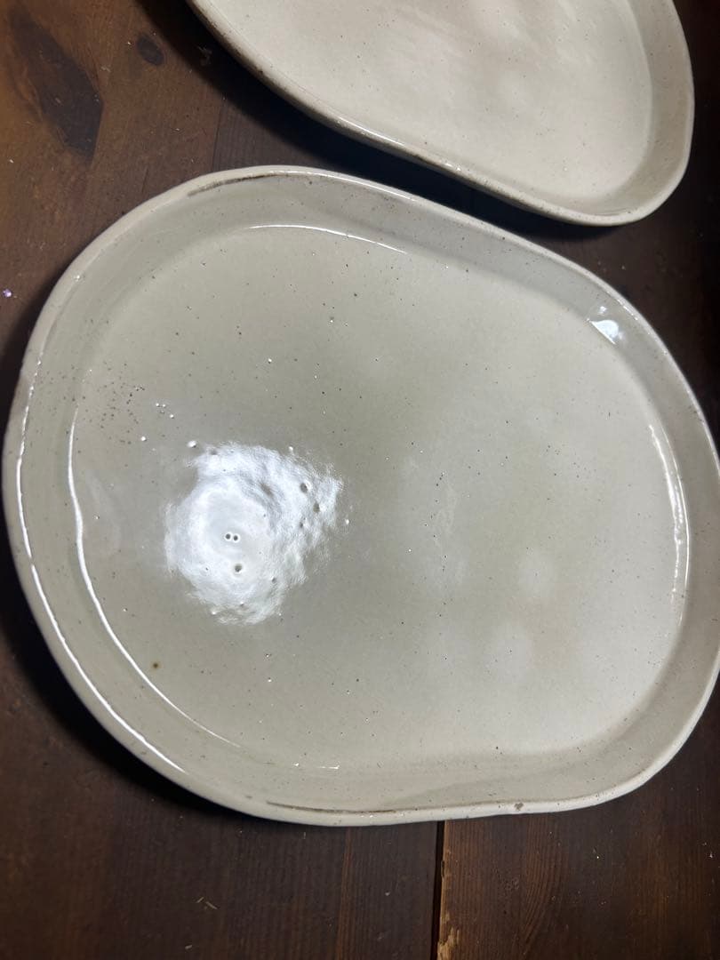 作家　陶芸作家　工房　ご飯プレートＬサイズ　ホワイト２枚