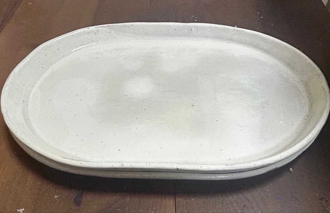 作家　陶芸作家　工房　ご飯プレートＬサイズ　ホワイト２枚