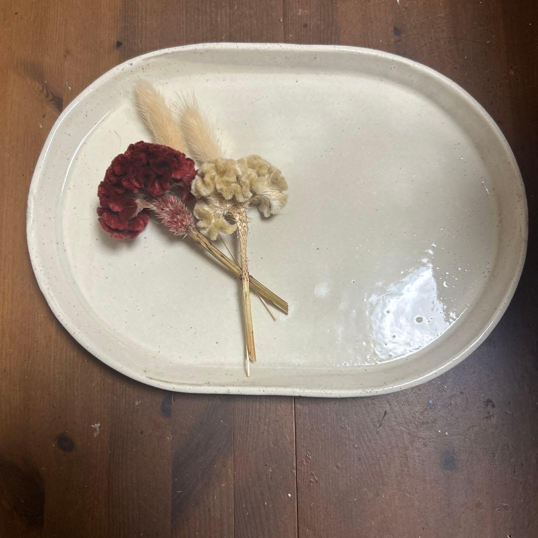 作家　陶芸作家　工房　ご飯プレートＬサイズ　ホワイト２枚