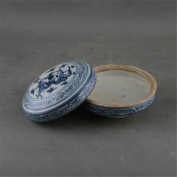 サバ竜紋印泥盒   工芸品  美術品  置物