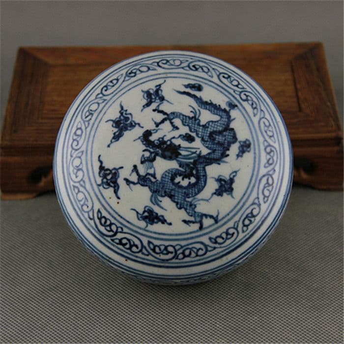 サバ竜紋印泥盒   工芸品  美術品  置物