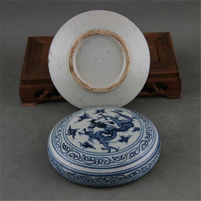サバ竜紋印泥盒   工芸品  美術品  置物