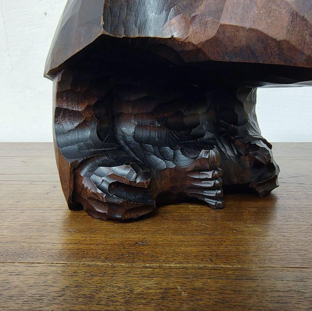 アイヌ【床ヌブリ】木彫 彫刻 コロポックル エカシ 置物 記名あり