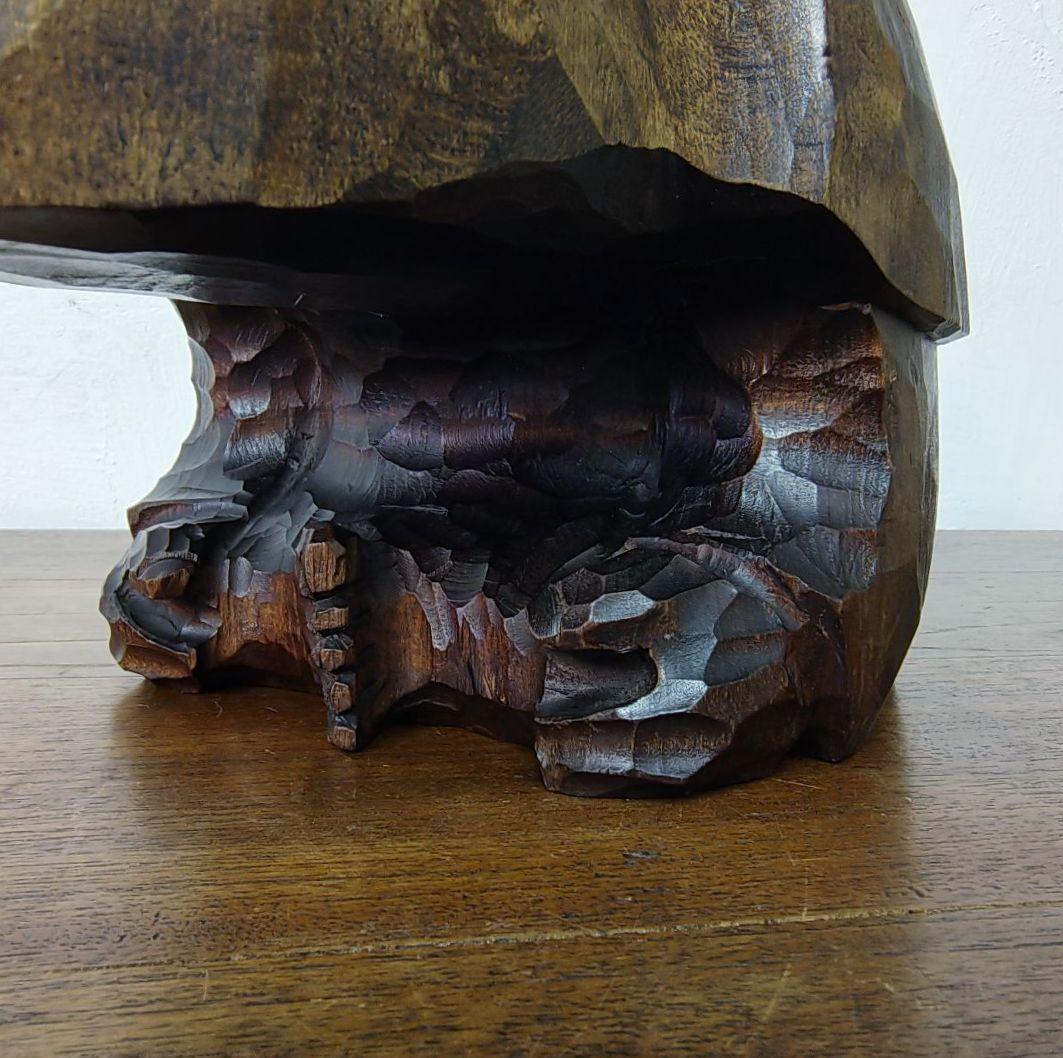 アイヌ【床ヌブリ】木彫 彫刻 コロポックル エカシ 置物 記名あり