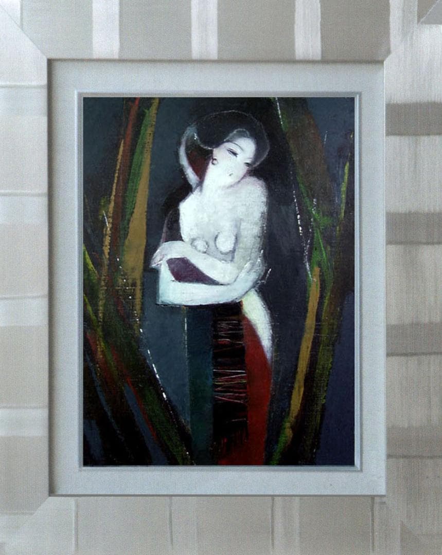 油絵 菅家令子 絵 絵画 インテリア 額付(白) F6-82023 人物 女性像