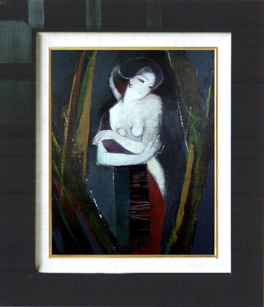 油絵 菅家令子 絵 絵画 インテリア 額付(白) F6-82023 人物 女性像