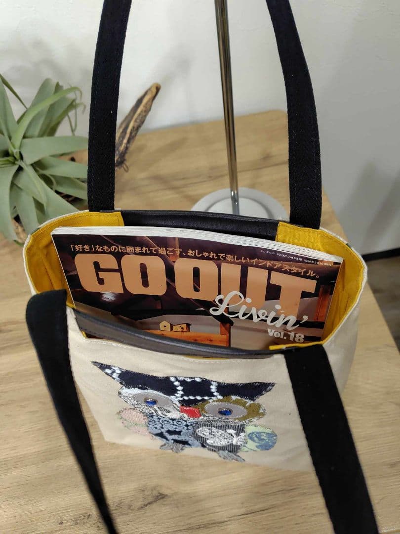 ミナペルホネン/ランランランとふくろうパッチ/２Wayトート A４サイズ