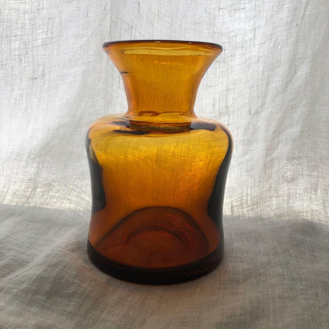 北欧　エリック・ホグラン　花瓶　アンバー　アンティーク